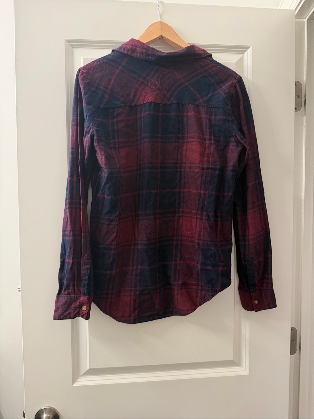 girl krazy Burgundy and Navy Plaid Button-Down Shirt - Picture 2 of 4